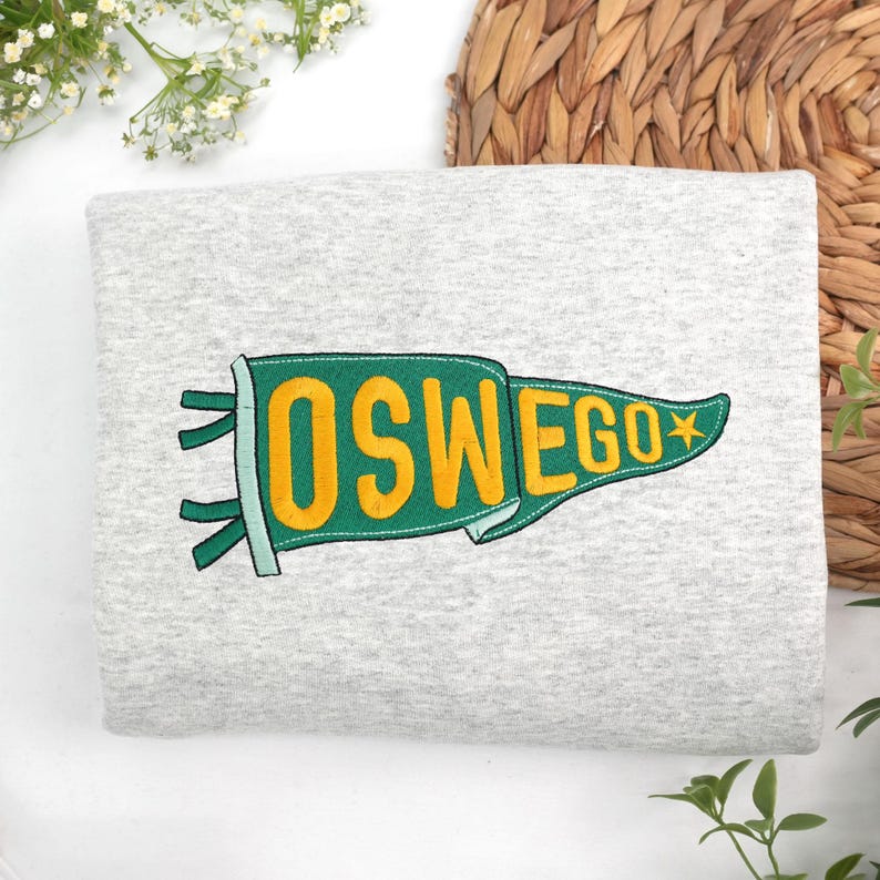 Custom Embroidered College Pennant Sweatshirt - Personalized Team Apparel - Senior Class Gift - University High School Flag Name Sweater - Image 6