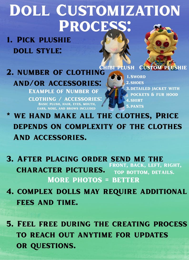 Custom Plushie from Your Drawing: Handmade Character Plush Collectables - Image 2