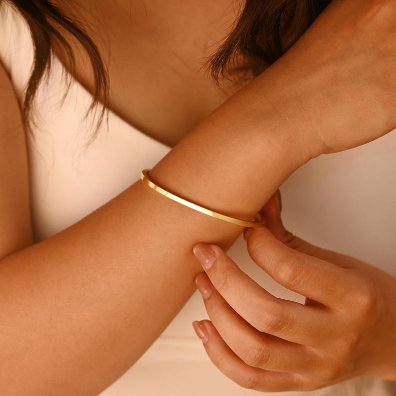 Personalized Cuff, Engraved Affirmation Cuff Bracelet, Secret Message Bangle, Personalised Jewellery, Custom Bracelet, Mom, Graduation Gift - Image 6