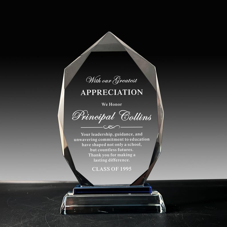 Personalized Crystal Recognition Award: Custom Engraved Plaque