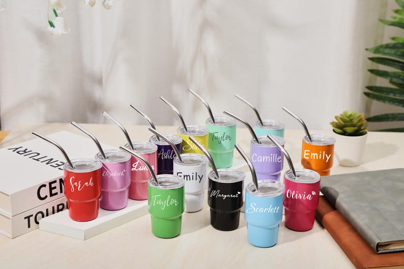 Custom Mini Stainless Steel Shot Glass Tumbler, Printed Design, Personalized Party Favor, Bachelorette Girls Trip, Halloween Gift, Fall Gift