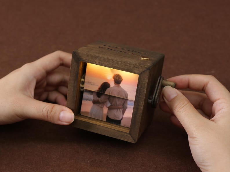 Personalized Photo Flipbook Animation Box,Custom wooden Photo Book with Light,Custom Crank Photobox Picture Box ,Creative Anniversary gifts - Image 3