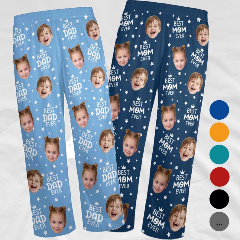 Custom Face Pajama Pants, Photo Gift for Dad Mom