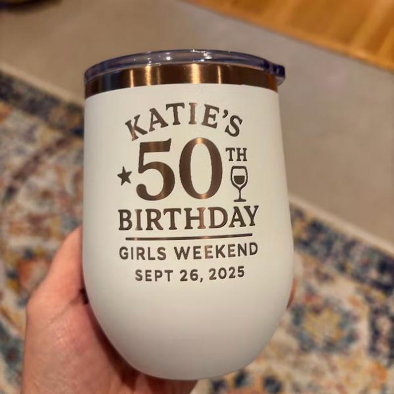 Custom Laser Engraved 12 oz Wine Tumbler, Stainless Steel Wine Tumbler, Vacuum Insulated Stemless Cup, Custom Logo, Bridesmaid Gift - Image 2