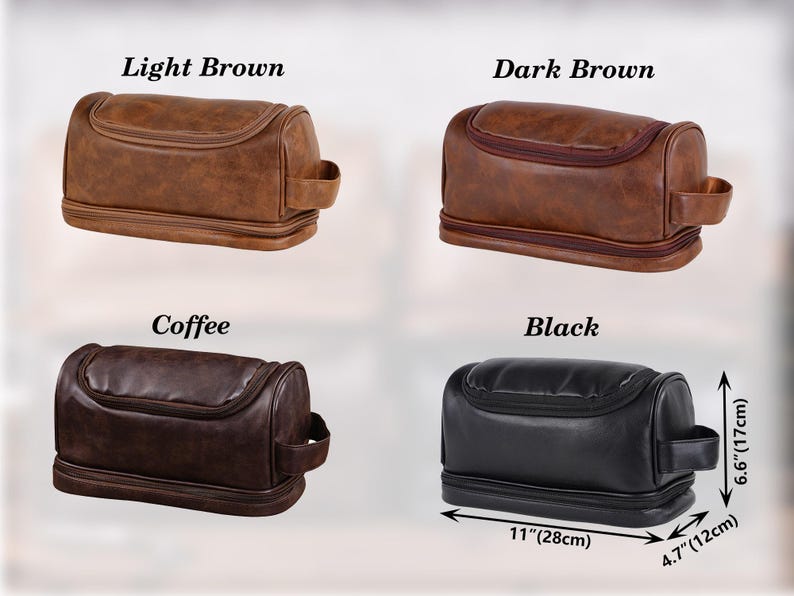 Personalized Men's Leather Toiletry Bag, Dopp Kit, Groomsmen Gifts, Anniversary Gift for Him, Travel Toiletry Bag, Men's Leather Accessory - Image 5