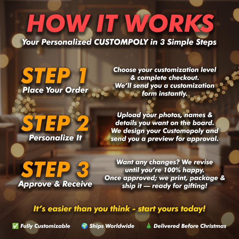 Custompoly Board Game, Personalized Game Board, Custom Game Board, Personalized Game, Unique Gift for Couples or Families, Custom Board Game - Image 4