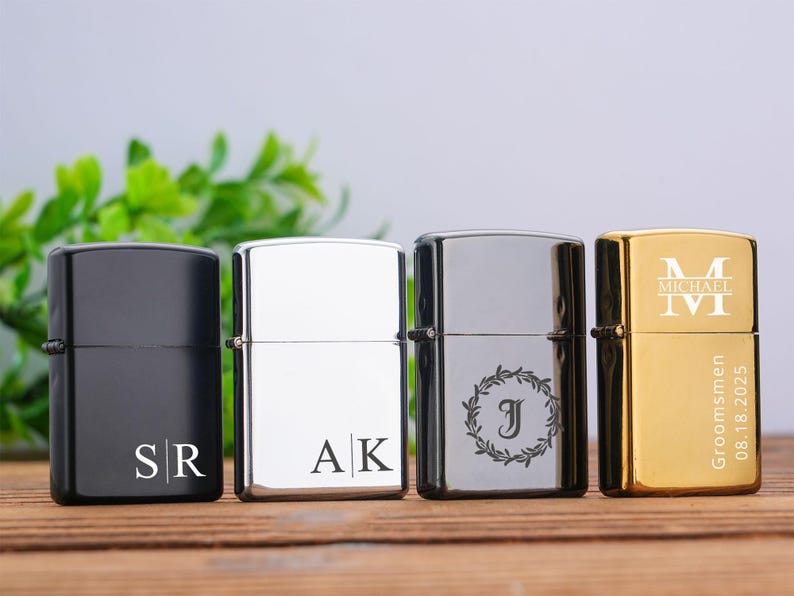 Engraved Groomsmen lighters,Custom Lighter With Case,Groomsmen Gift,Monogram Lighter,Groomsmen Proposal,Gift for Men,Anniversary Gift