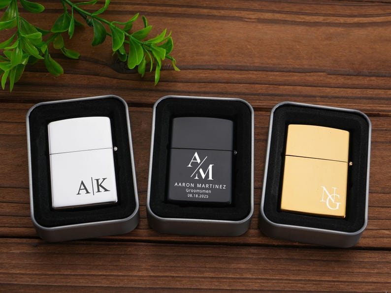Engraved Groomsmen lighters,Custom Lighter With Case,Groomsmen Gift,Monogram Lighter,Groomsmen Proposal,Gift for Men,Anniversary Gift - Image 4