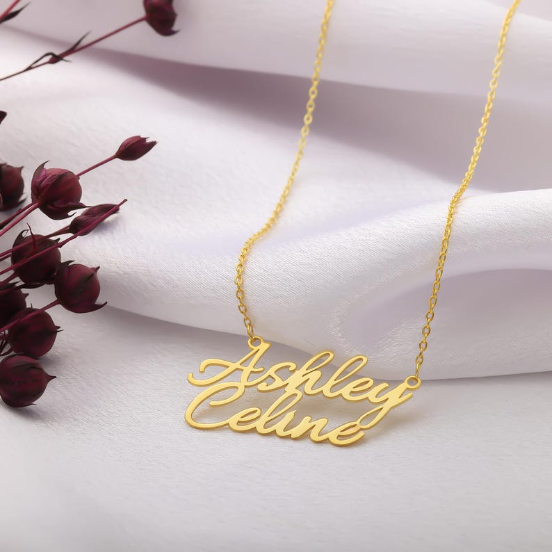 Personalized Two Name Necklace, Double Pendant, Dainty Custom with, Couple Jewelry, Birthday Gift, Bridesmaid, Christmas - Image 6