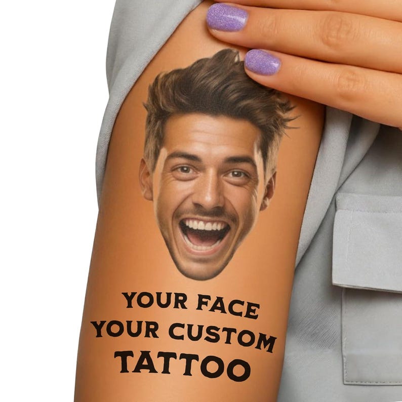 Custom Temporary Tattoos – Personalized Photo, Face or Logo | Perfect for Parties, Weddings & Events | Skin Safe | Customized Made in USA