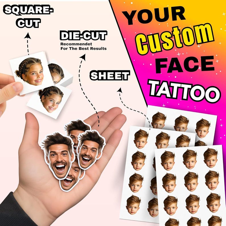Custom Temporary Tattoos – Personalized Photo, Face or Logo | Perfect for Parties, Weddings & Events | Skin Safe | Customized Made in USA - Image 2