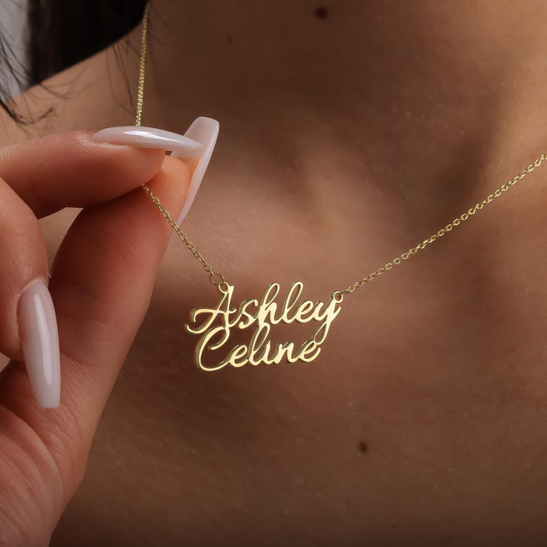 Personalized Two Name Necklace, Double Pendant, Dainty Custom with, Couple Jewelry, Birthday Gift, Bridesmaid, Christmas - Image 5
