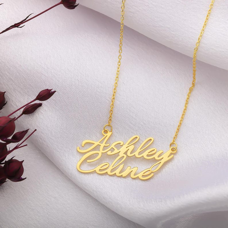 Personalized Two Name Necklace, Double Pendant, Dainty Custom with, Couple Jewelry, Birthday Gift, Bridesmaid, Christmas - Image 2