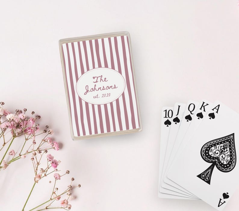 Personalized Family Name Playing Cards, Custom Last Name And Est Year Wedding Favor Decks, Wedding Gift For Couple, Anniversary Poker Cards - Image 4