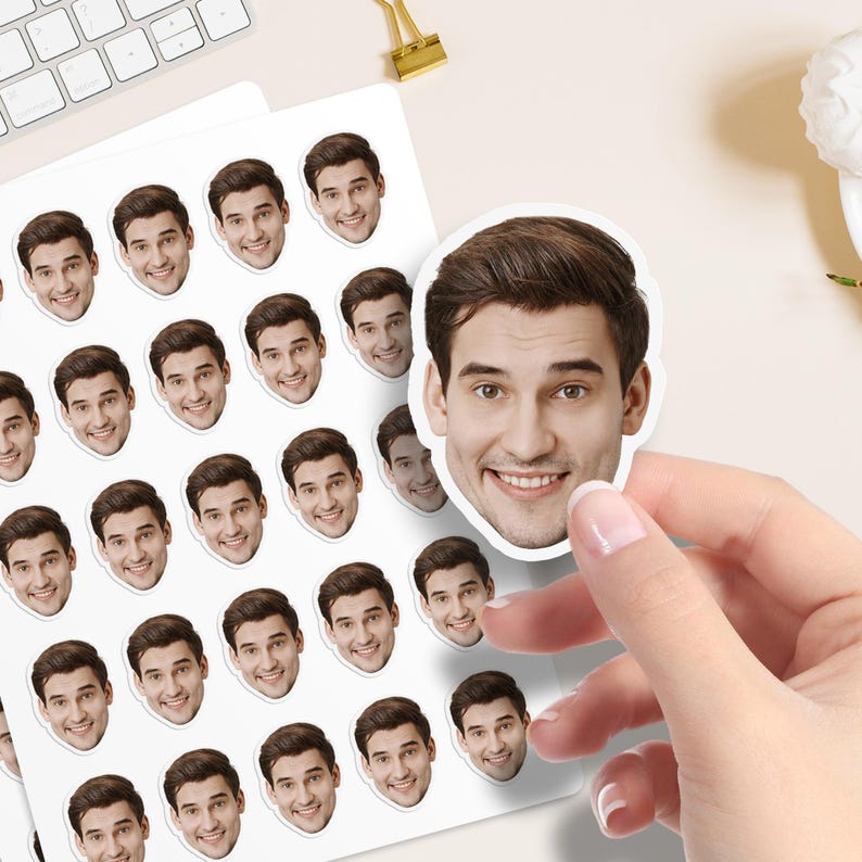 Custom Face Stickers | Personalized Die Cut Waterproof Photo Stickers for Parties & Events