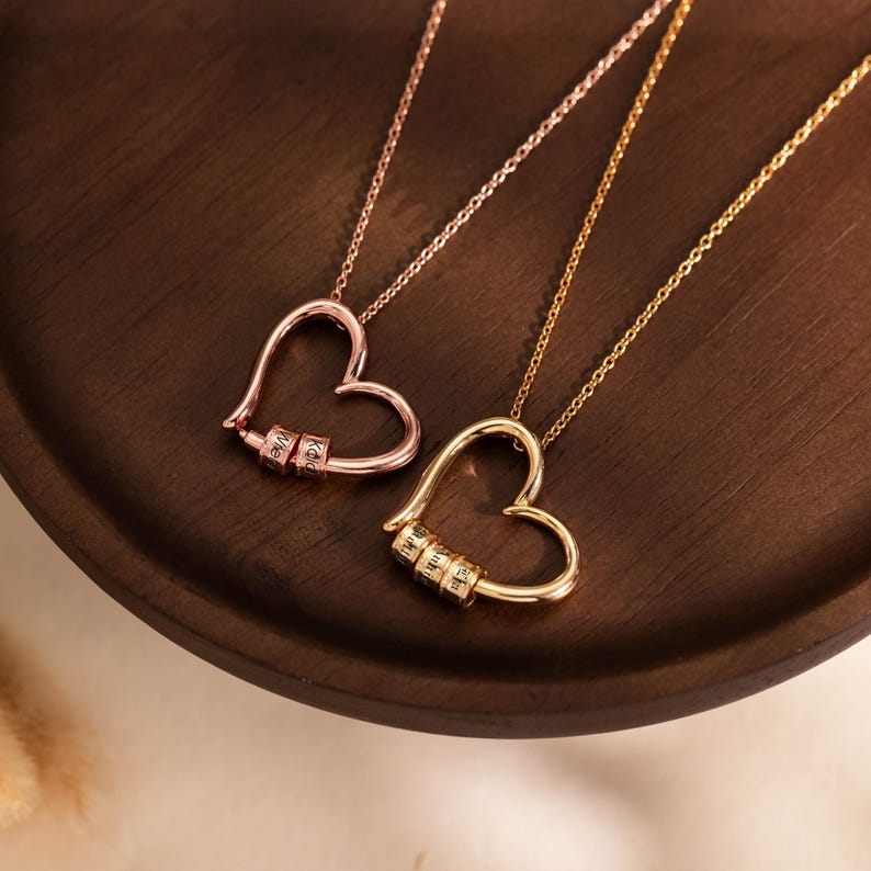 18K Gold Multiple Name Heart Necklace,Family Name Pendant Necklace,Heart Necklace with Kid Name,Mother's Day Gift,Birthday Gift,Gift for Her - Image 5