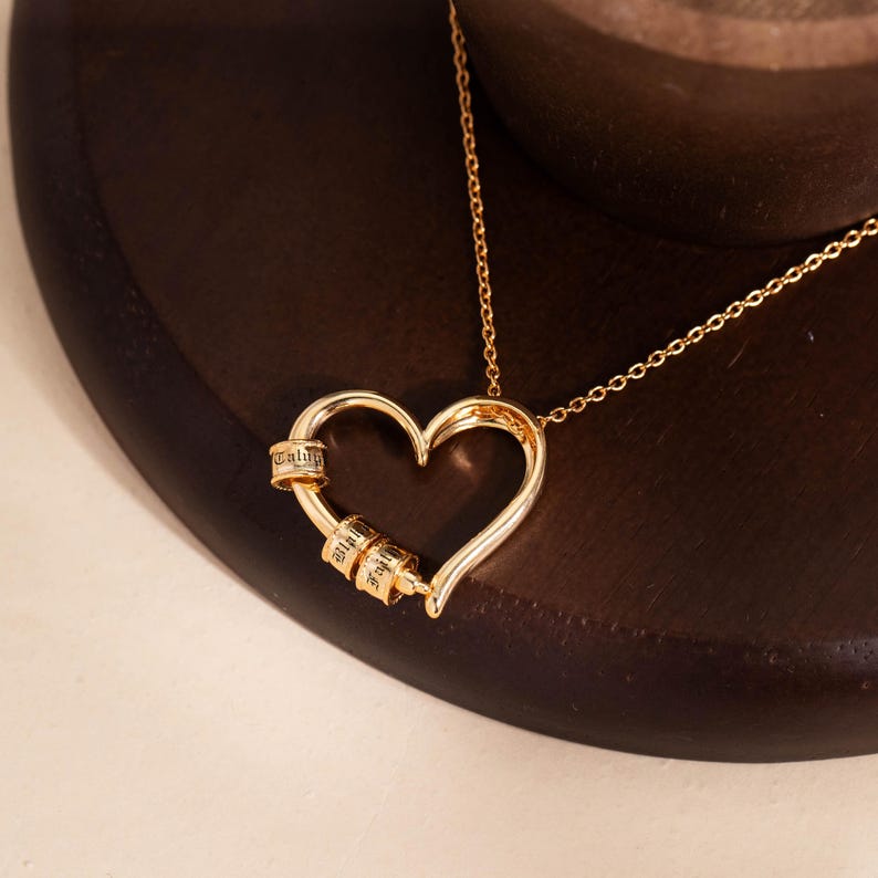 18K Gold Multiple Name Heart Necklace,Family Name Pendant Necklace,Heart Necklace with Kid Name,Mother's Day Gift,Birthday Gift,Gift for Her - Image 6