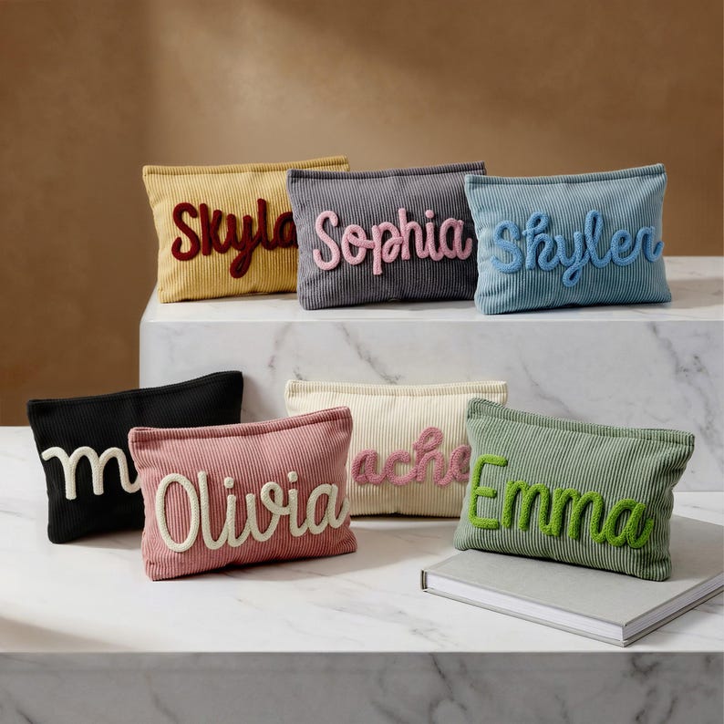 Personalized Car Console Organizer, Custom Emergency Kit Pouch, New Driver Gift, Chunky Yarn Corduroy Commuter Bag, Aesthetic Car Accessory - Image 2