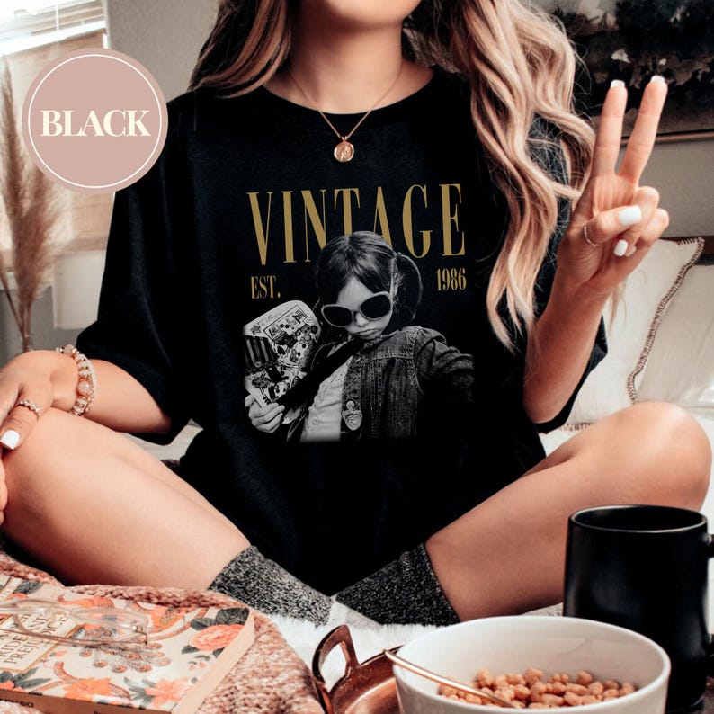 Personalised Vintage Photo And Year Shirt, Custom Picture Birthday Shirt, 30th Birthday Gift, 40th Birthday Gift, Retro 30th Birthday Shirt - Image 2