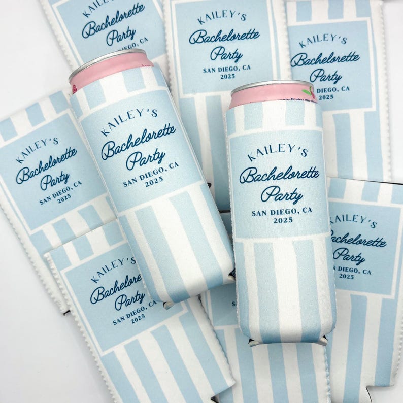 Personalized Coastal Bachelorette Can Cooler | Custom Can Cooler | Beach Bachelorette Party | Coastal Grandmother | Custom Party Favors