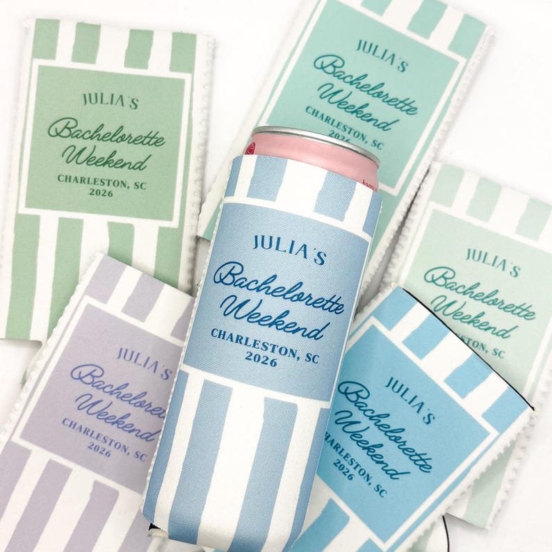 Personalized Coastal Bachelorette Can Cooler | Custom Can Cooler | Beach Bachelorette Party | Coastal Grandmother | Custom Party Favors - Image 4