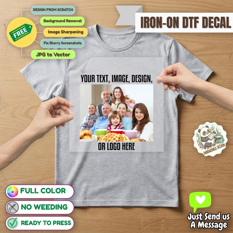 Custom Iron On DTF Transfer, Full Color Print, Free Design - Image 3