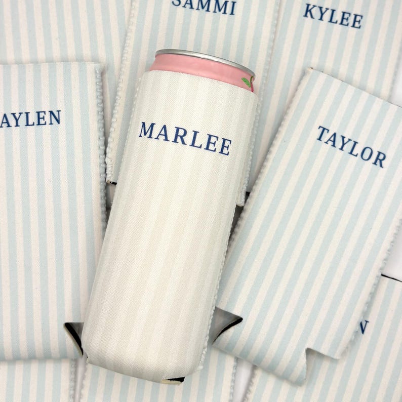 Monogrammed Slim Can Cooler Personalized Name Bachelorette Favor Grandmillennial Skinny Can Cooler Custom Bridal Party Gift Bridesmaid Idea - Image 4