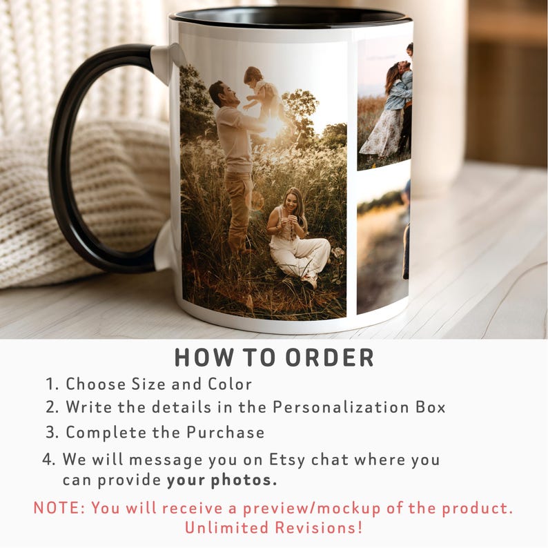 Custom Photo Collage Coffee Mug with personalization for Mothers day mug Personalized image mug for Mom Picture collage gift coffee mug - Image 6
