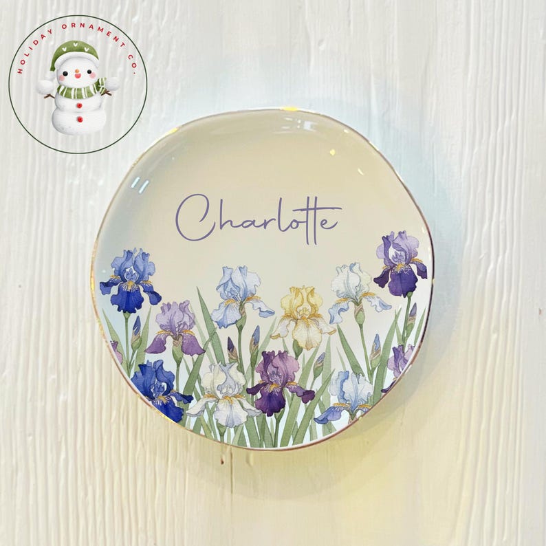 Personalized Watercolor Birth Month Flower Ring Trinket Dish | Birthday Jewelry Dish | Wedding Bridesmaid Gift - Image 5
