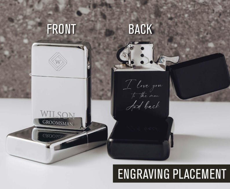 Custom Engraved Lighter, Personalized Monogram Lighter Case, Groomsmen Gift, Cigar Lighter - Image 4