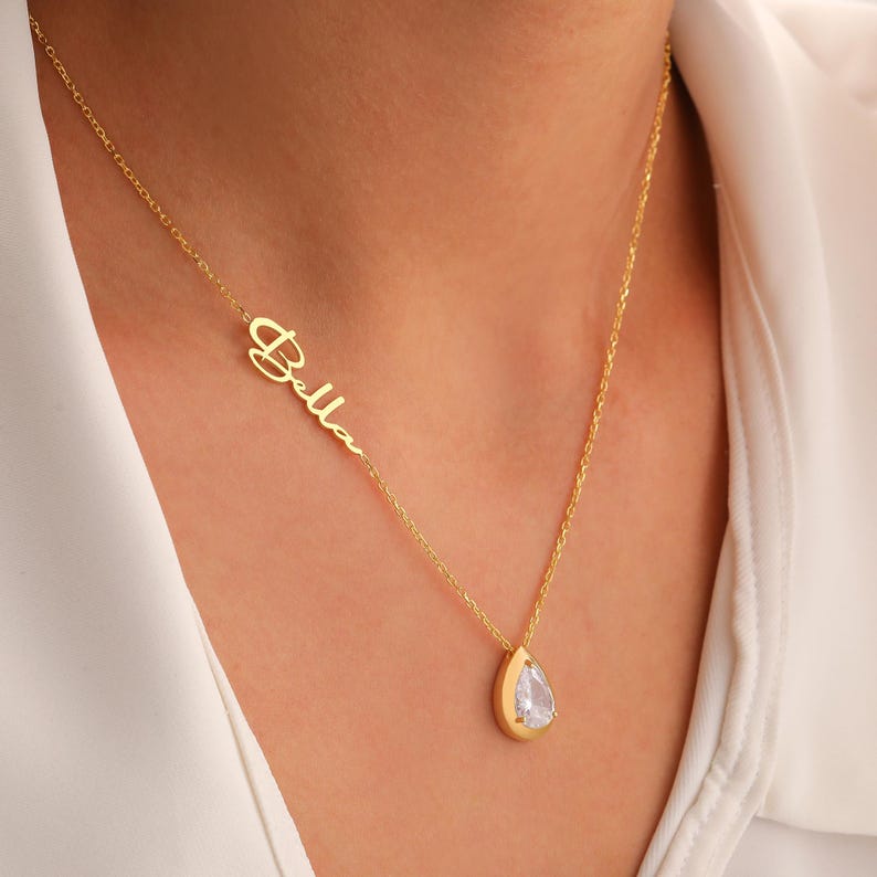 Handmade Alexandrite Birthstone Necklace, Personalized June Birthstone Name Necklace, Anniversary Gifts for Wife, Summer Gift for Her - Image 5