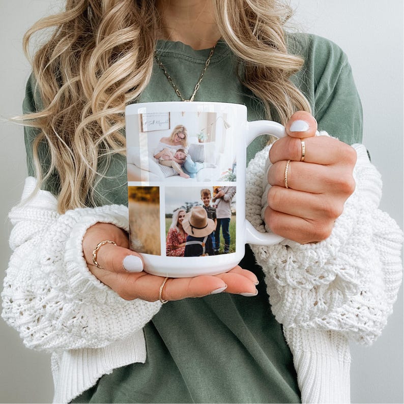 Custom Photo Collage Coffee Mug with personalization for Mothers day mug Personalized image mug for Mom Picture collage gift coffee mug - Image 4