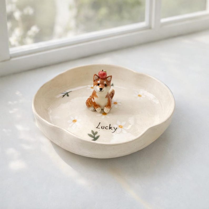 Custom 3D Sculpted Dog Figurine Ring Dish, Handpainted Ceramic Jewelry Tray - Image 5