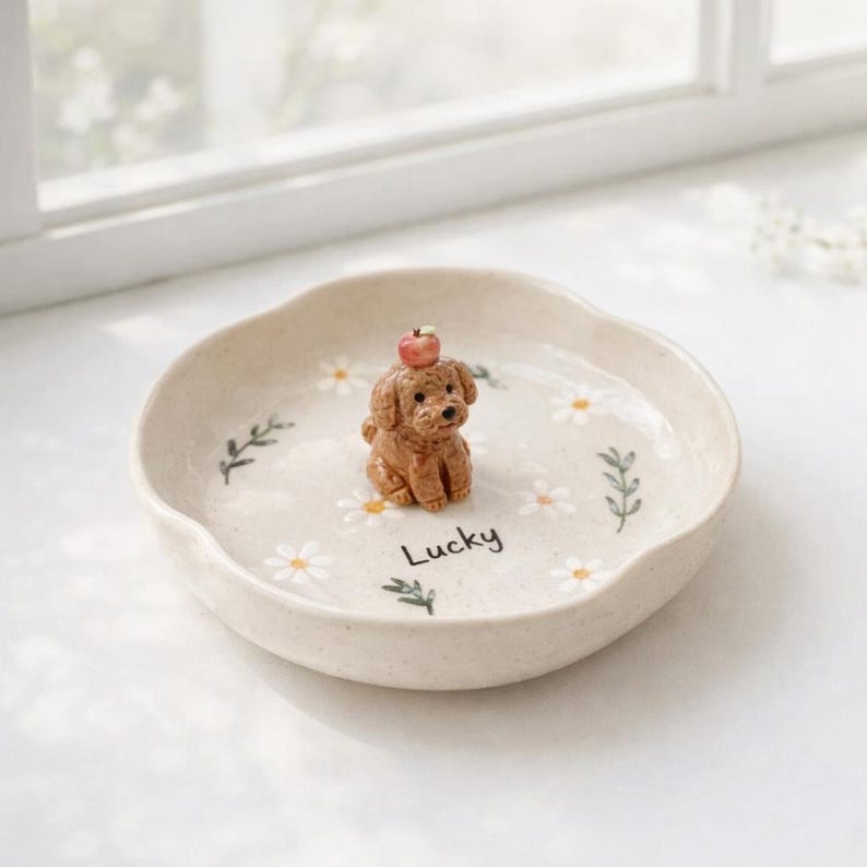 Custom 3D Sculpted Dog Figurine Ring Dish, Handpainted Ceramic Jewelry Tray - Image 4