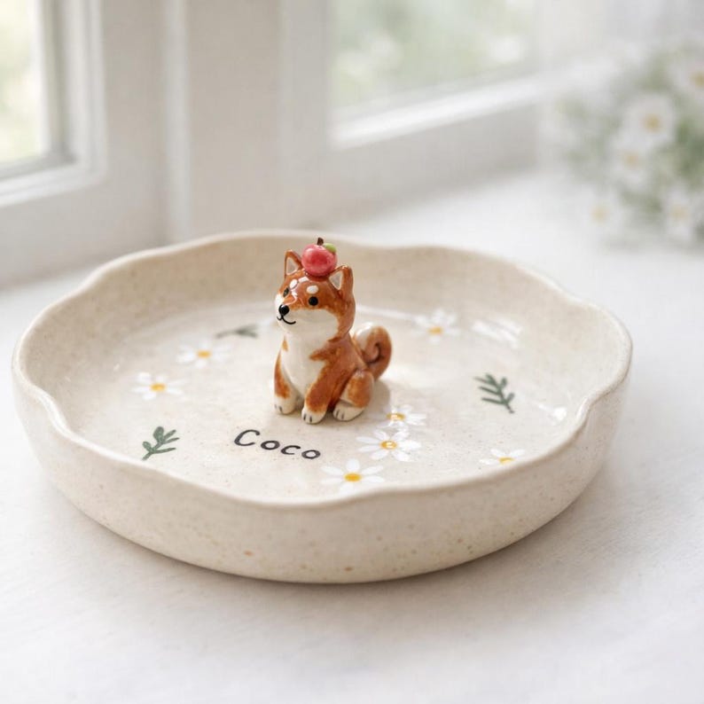 Custom 3D Sculpted Dog Figurine Ring Dish, Handpainted Ceramic Jewelry Tray - Image 6