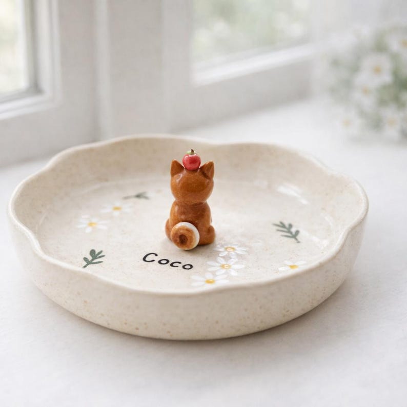 Custom 3D Sculpted Dog Figurine Ring Dish, Handpainted Ceramic Jewelry Tray - Image 3