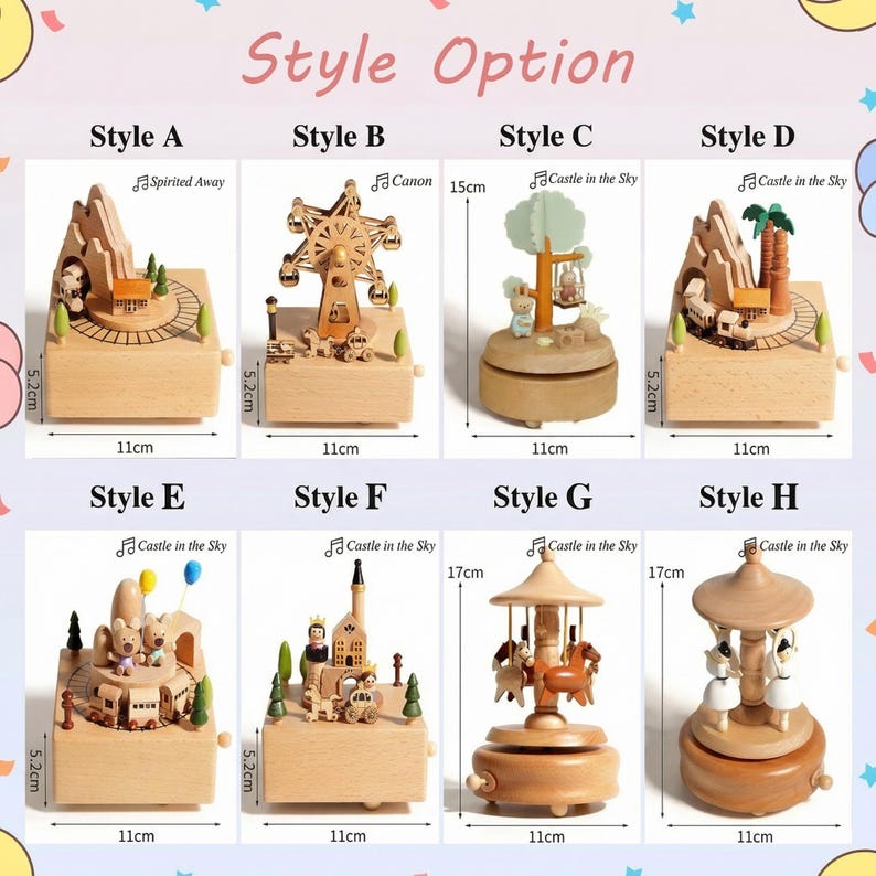Personalized Wooden Music Box, Musical Wooden Ballerina Carousel, Baby Shower Gift, Birthday Gift for Kids, Newborn Baby Keepsake - Image 5