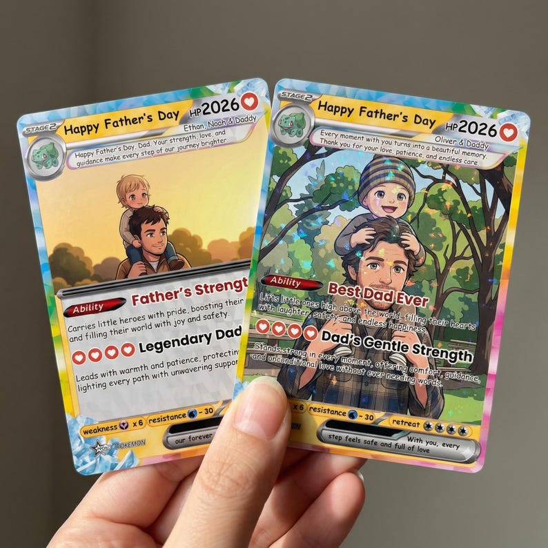 Personalized Pokemon Card From Photo | Custom Father's Day Holo Card, Birthday Anniversary Gift - Image 5