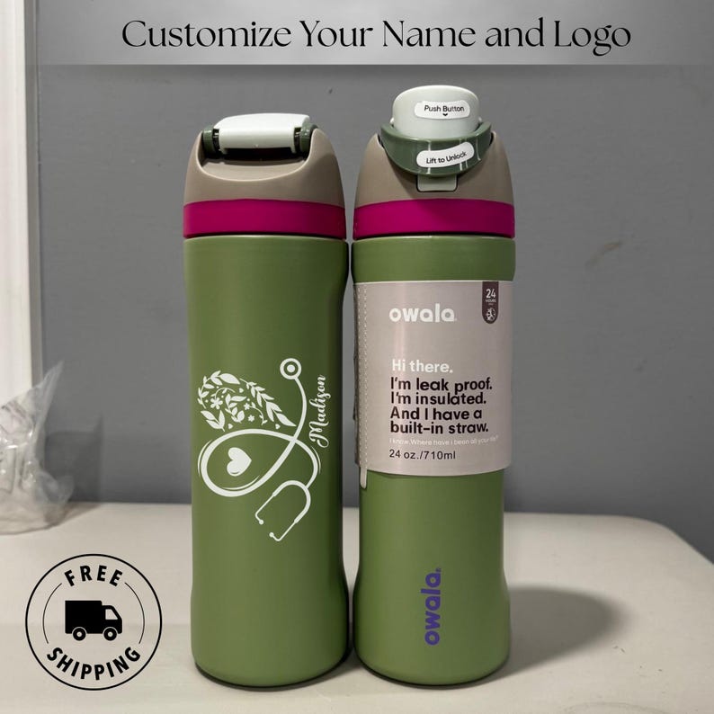 Custom Engraved Owala 24oz Freesip Water Bottle, Nurse Appreciation Gifts, Nurse Graduation Gift, Nurse Week Gifts for RN Grad