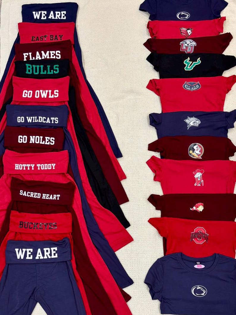 College matching set, matching sweat set, game day, tailgate outfit, bed party gift, commitment day, fold over pant and baby tee, loungewear - Image 4