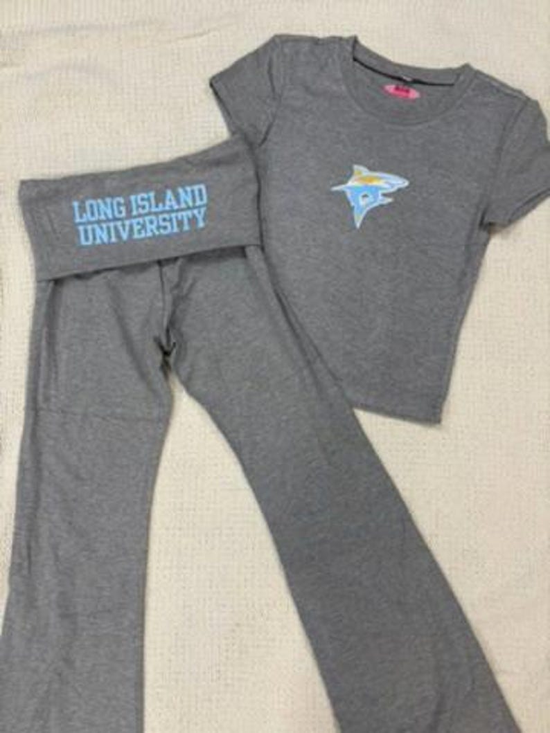 College matching set, matching sweat set, game day, tailgate outfit, bed party gift, commitment day, fold over pant and baby tee, loungewear - Image 5