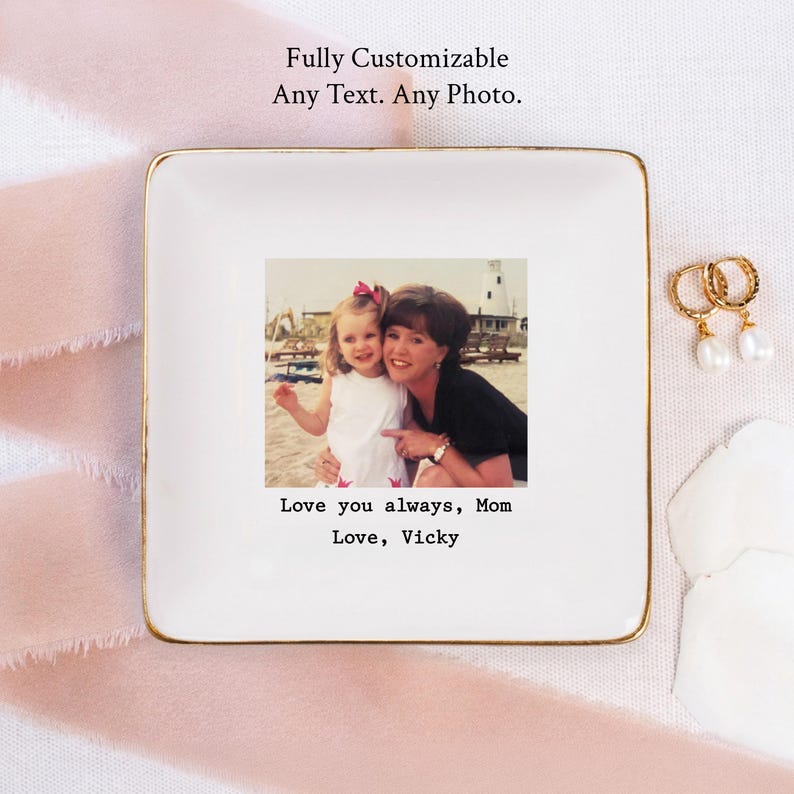 Custom Photo Trinket Tray, Photo Gifts for Mothers Day Gift, Mom Ring Dish, Jewelry Storage, Gifts for Mom Photo Gift, Photo Trinket Dish - Image 4