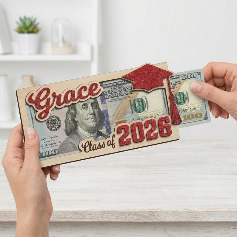 Personalized Graduation Money Holder, Class Of 2026 Graduation Gifts, High School Senior Gift, High School Grad Cash Holder MS393 - Image 4