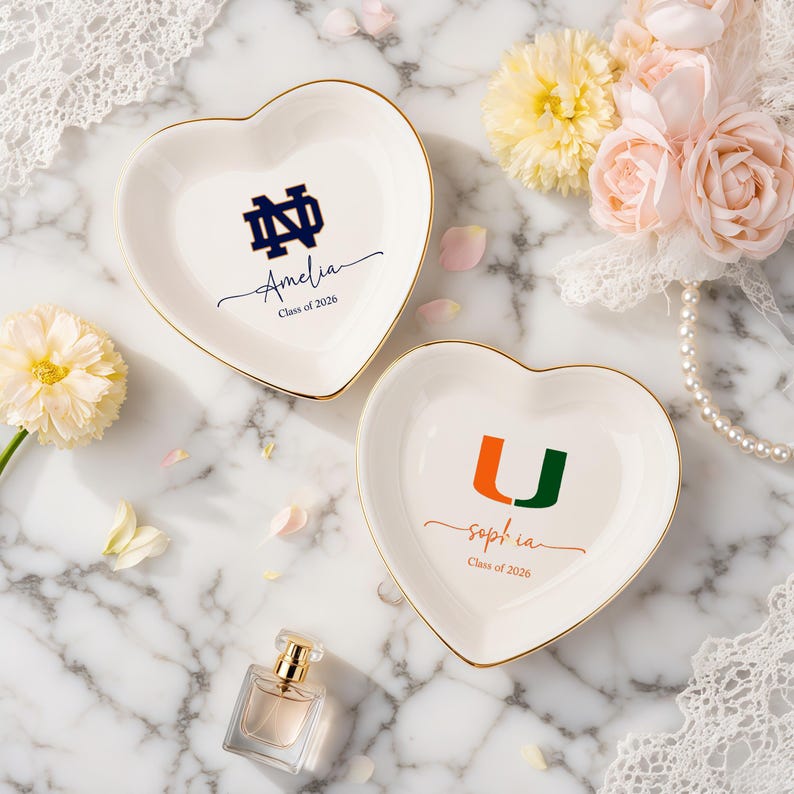 Custom Graduation Gift Trinket Dish, College Logo Jewelry Dish, College Dorm Decor, University Pride Tray, Graduation Keepsake, Alumni Gifts - Image 4