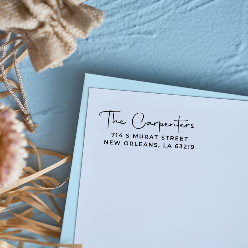Personalised Return Address Stamp – Self-Inking, Wood Handle & Embosser for Cards and Wedding - Image 6