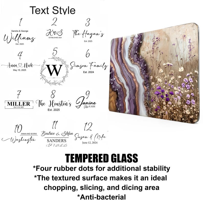 Personalized Charcuterie Board Wildflower Wood Look Cutting Board Unique Wedding Gift For Couple Bridal Shower Gift Engagement Gift for Her - Image 2