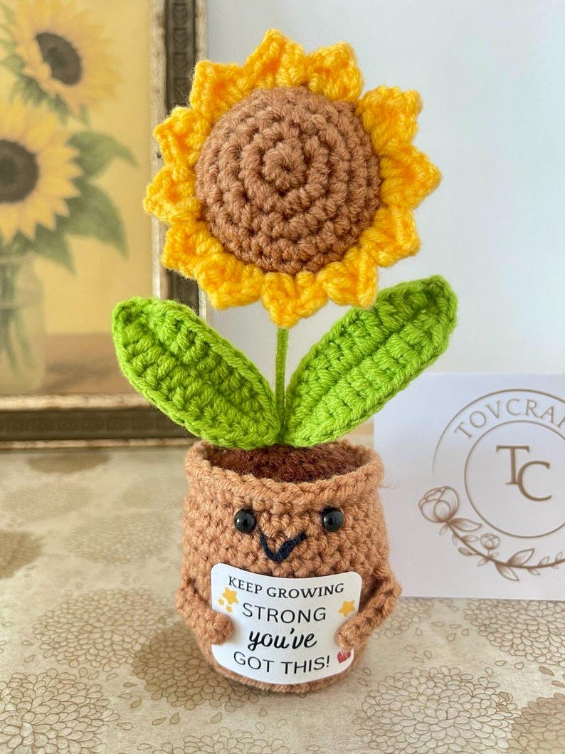 Gift for Mom – Crochet Flower – Mother’s Day Plant Decor – Custom Message Plaque – Forever Floral Keepsake - Image 5