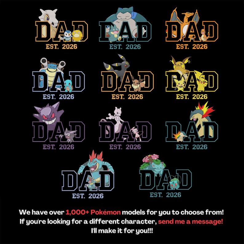 PokaDaD Embroidered Washed Shirt, Custom Anime, First Father's Day Gift for Dad - Image 4