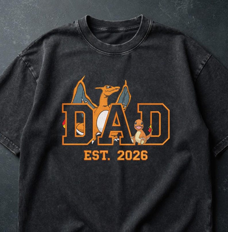 PokaDaD Embroidered Washed Shirt, Custom Anime, First Father's Day Gift for Dad - Image 6