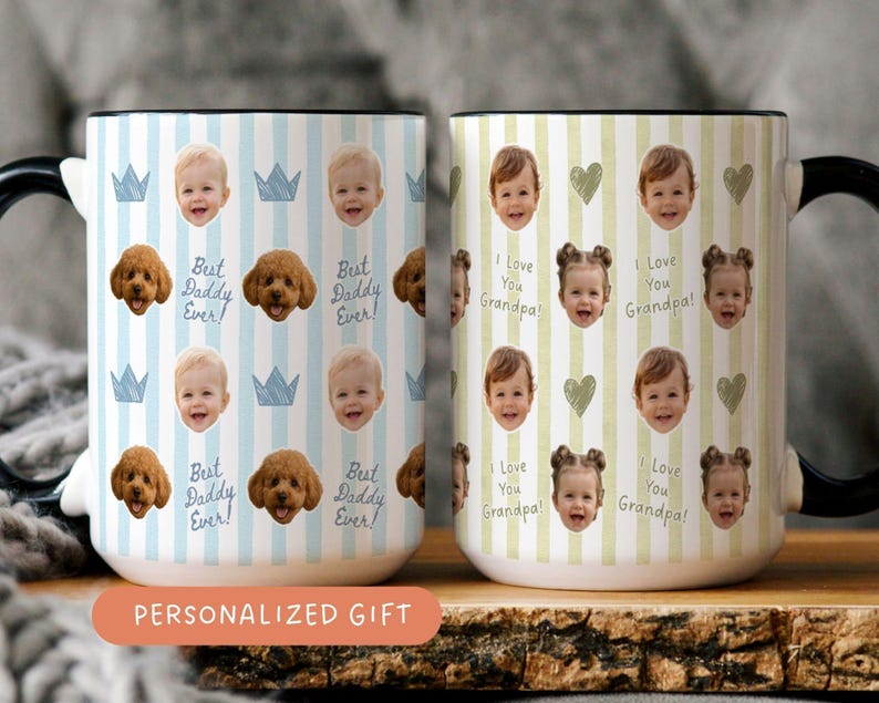 Personalized Photo Mug for Grandpa Papa Baby Face Coffee Cup Custom Baby Mug Gift for Daddy Grandpa Fathers Day Gift Pops Dada gift